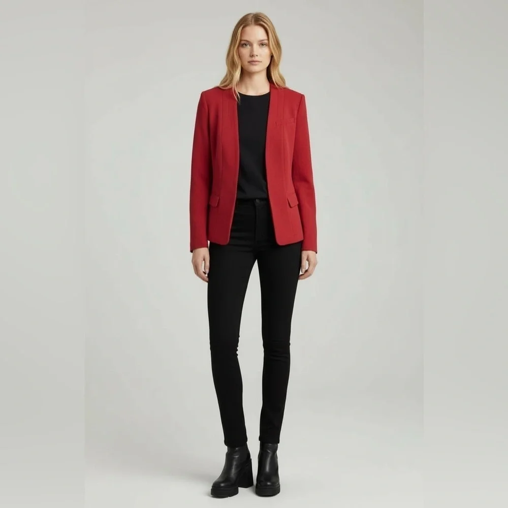 White House Black Market Empress Red Blazer Tailored Fashion Suit Jacket 14 NWT
